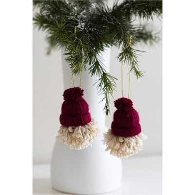 Beige & Stone Yılbaşı 2li Set Cüce Çam Ağacı Noel Baba Süs