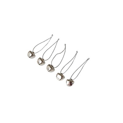 Beige & Stone Yılbaşı Ağaç Süsü Gümüş Zil 5li