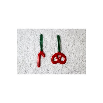 Beige & Stone Yılbaşı Ağaç Süsü Kırmızı Seramik Pretzel Simit-baston 2li Çam Ağacı Süsü