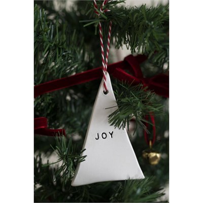 Beige & Stone Yılbaşı El Yapımı Seramik 3 Lü Çam Ağacı Süsü Noel Joy Wish