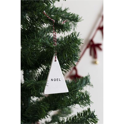 Beige & Stone Yılbaşı El Yapımı Seramik 3 Lü Çam Ağacı Süsü Noel Joy Wish