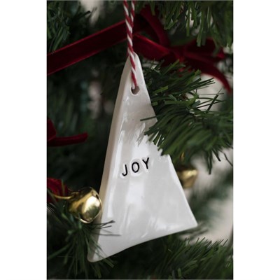 Beige & Stone Yılbaşı El Yapımı Seramik 2 Li Çam Ağacı Süsü Joy Wish