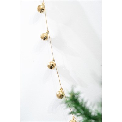 Beige & Stone Yılbaşı Jüt İp Gold Yuvarlak Çanlı Zincir Noel Çam Ağaç Süsü