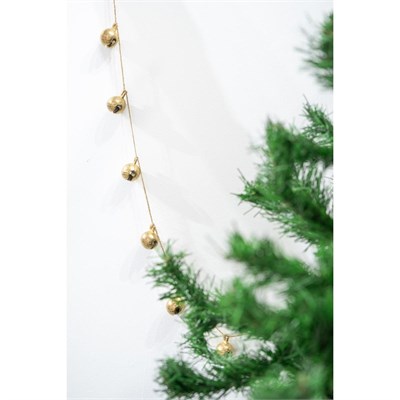 Beige & Stone Yılbaşı Jüt İp Gold Yuvarlak Çanlı Zincir Noel Çam Ağaç Süsü