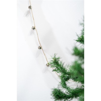 Beige & Stone Yılbaşı Jüt İp Gümüş Zilli Zincir Noel Çam Ağaç Süsü