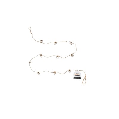 Beige & Stone Yılbaşı Jüt İp Gümüş Zilli Zincir Noel Çam Ağaç Süsü