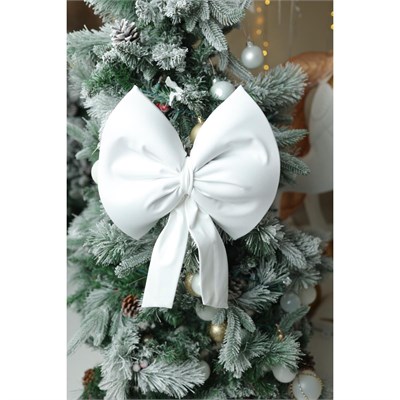 Beige & Stone Yıllbaşı Ağaç Süs Noel Beyaz Fiyonk 30x35 Cm Küçük