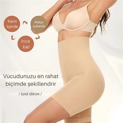 Bel Basen İnceltici Kalça Sıkılaştırıcı Yüksek Bel Paçalı Korse Tayt Lazer Kesim Pushup Korse
