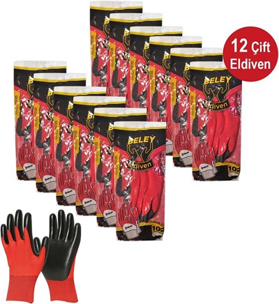 Beley Zebra Eldiven 12’li -Kırmızı