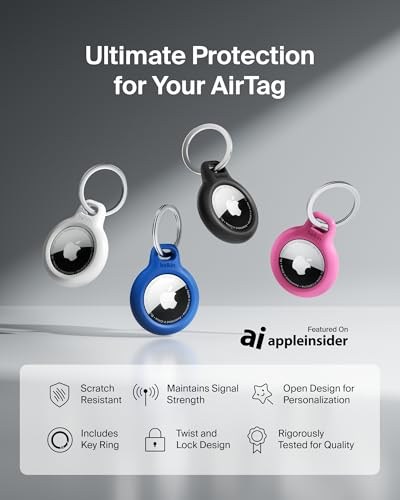 Belkin AirTag anahtarlık kılıfı (Air Tag için güvenli tutucu koruyucu kılıf, çizilmeye karşı korumalı aksesuar), 2li paket, mavi