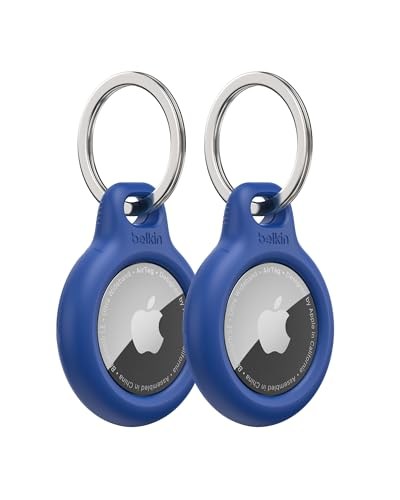Belkin AirTag anahtarlık kılıfı (Air Tag için güvenli tutucu koruyucu kılıf, çizilmeye karşı korumalı aksesuar), 2li paket, mavi