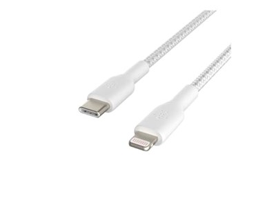Belkin Örgülü USB-C - Lightning Kablosu (Hızlı Şarj Kablosu) Hızlı Şarj MFi Sertifikalı USB-C Kablosu (2m, Beyaz) - Seçenekler: 1 m, 2 m, 3 m, Kablo, Tek, Tek Kişilik, USB-C kablosu...