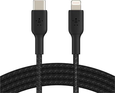 Belkin Örgülü USB-C - Lightning Kablosu (Hızlı Şarj Kablosu) Hızlı Şarj MFi Sertifikalı USB-C Kablosu (2m, Beyaz) - Seçenekler: 1 m, 2 m, 3 m, Kablo, Tek, Tek Kişilik, USB-C kablosu...