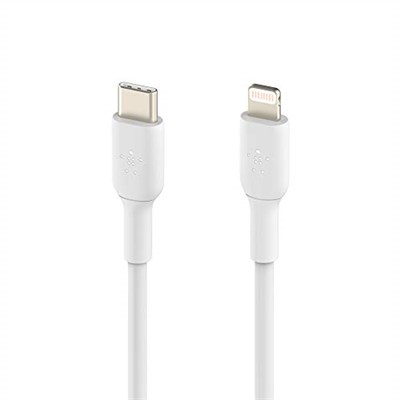 Belkin USB-Cden Lightning Kablosuna (iPhone 14 ve önceki modeller için; MFi sertifikalı Boost Charge USB-C kablosu; Beyaz, 2 m)