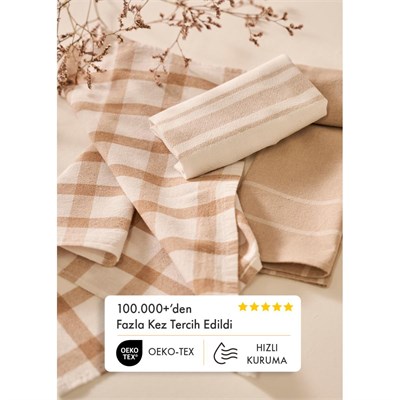 Bella Maison %100 Pamuk Liberty Kurulama Bezi Seti 3lü Bej (45x65 Cm) Bej