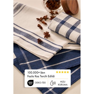 Bella Maison %100 Pamuk Liberty Kurulama Bezi Seti 3lü Lacivert (45x65 Cm) Lacivert
