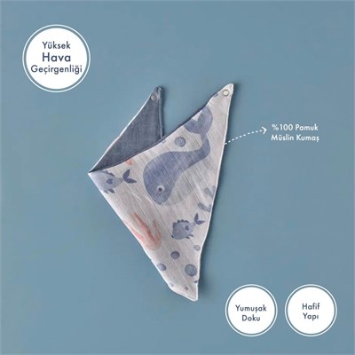 Bella Maison %100 Pamuk Marine Müslin Önlük Seti 2li (40x21 Cm) Çok Renkli