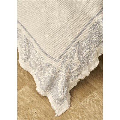 Bella Maison %100 Pamuk Paisley Jakarlı Çift Kişilik Yatak Örtüsü Seti Mavi (240x260 Cm) Mavi