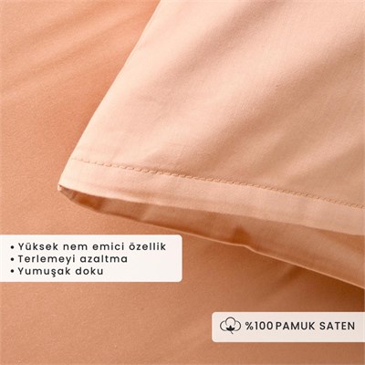 Bella Maison %100 Pamuk Saten 2li Yastık Kılıfı Somon (50x70 Cm) Somon