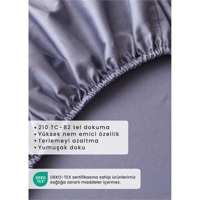 Bella Maison %100 Pamuk Saten Çift Kişilik Lastikli Çarşaf Seti Mavi (160x200x35 Cm)
