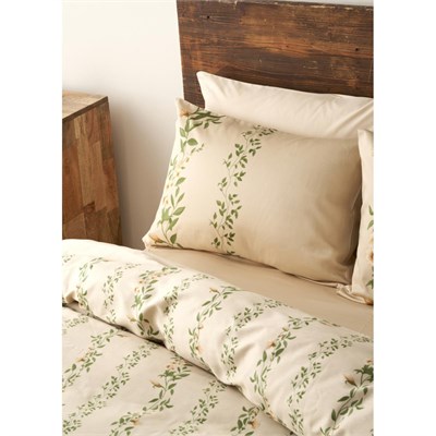 Bella Maison %100 Pamuk Saten Flora Çift Kişilik Nevresim Takımı Bej (200x220 Cm) Bej