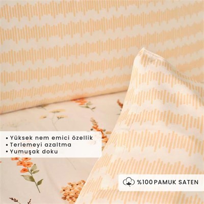 Bella Maison %100 Pamuk Saten Leora Tek Kişilik Nevresim Seti Somon (160x220 Cm) Somon