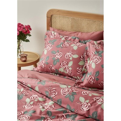 Bella Maison %100 Pamuk Saten Rose Çift Kişilik Nevresim Seti Mürdüm (200x220 Cm) Mürdüm