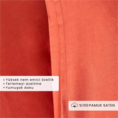 Bella Maison %100 Pamuk Saten Supreme 2li Yastık Kılıfı Kiremit (50x70 Cm) Kiremit