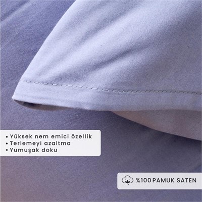 Bella Maison %100 Pamuk Saten Supreme 2li Yastık Kılıfı Mavi (50x70 Cm) Mavi
