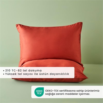 Bella Maison %100 Pamuk Saten Supreme 2li Yastık Kılıfı Kiremit (50x70 Cm) Kiremit