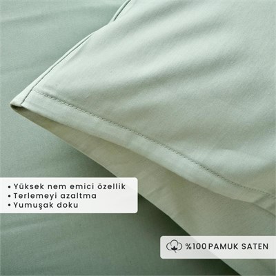 Bella Maison %100 Pamuk Saten Supreme 2li Yastık Kılıfı Yeşil (50x70 Cm) Yeşil