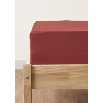 Bella Maison %100 Pamuk Saten Supreme Basic Çift Kişilik Lastikli Çarşaf Bordo (160x200x35 Cm) Bordo