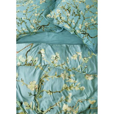 Bella Maison %100 Pamuk Saten Van Gogh Almond Blossom King Size Nevresim Takımı Turkuaz (240x220 Cm) Çift Kişilik Xl-turkuaz