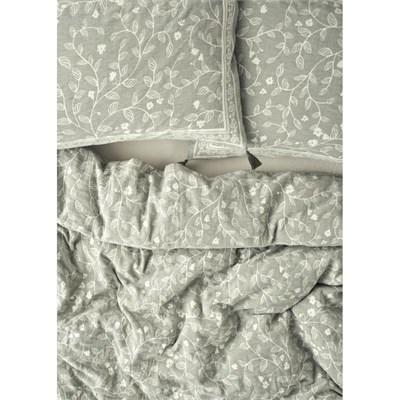 Bella Maison %100 Pamuk Viora Jakarlı Çift Kişilik Yatak Örtüsü Seti Haki (240x260 Cm) Haki