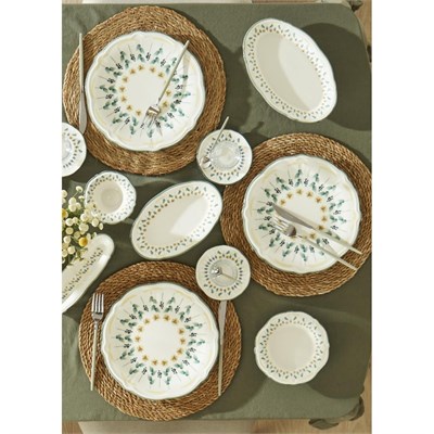 Bella Maison Adelina Stoneware 26 Parça 6 Kişilik Kahvaltı Takımı Yeşil Yeşil