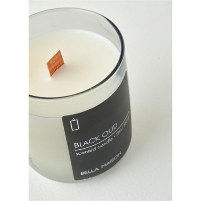 Bella Maison Black Oud Ahşap Fitilli Soy Wax Mum Antrasit