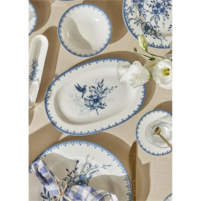 Bella Maison Bleu Blanc Porselen Küçük Sunum Tabağı Mavi (25 Cm) Mavi