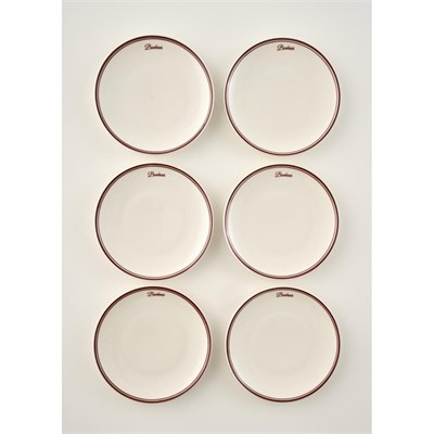 Bella Maison Bonheur Porselen 6lı Pasta Tabağı Seti Bordo (21 Cm)