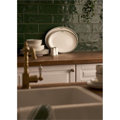 Bella Maison Bonheur Porselen Sunum Tabağı Yeşil (36 Cm) Yeşil