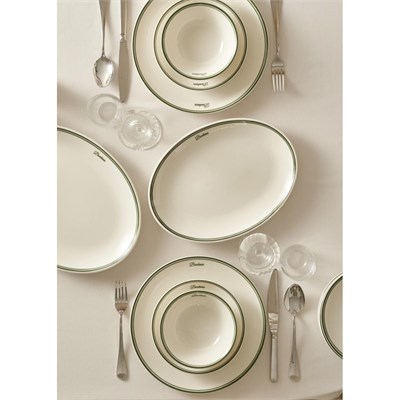 Bella Maison Bonheur Porselen Sunum Tabağı Yeşil (36 Cm) Yeşil