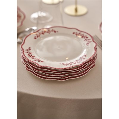 Bella Maison Catherine New Bone Porselen 24 Parça 6 Kişilik Yemek Takımı Kırmızı Kırmızı