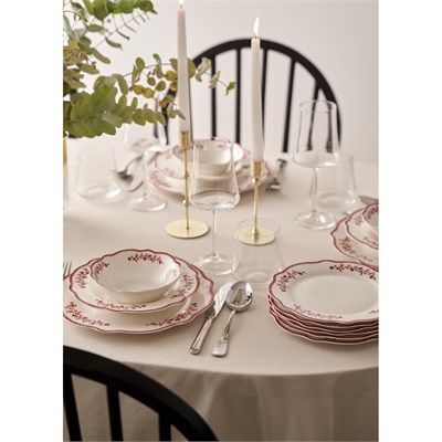 Bella Maison Catherine New Bone Porselen 24 Parça 6 Kişilik Yemek Takımı Kırmızı Kırmızı