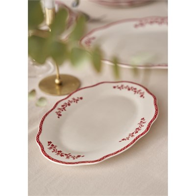 Bella Maison Catherine New Bone Porselen Sunum Tabağı Kırmızı (30,5 Cm) Kırmızı