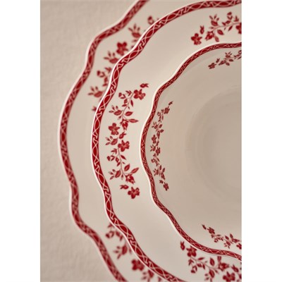 Bella Maison Catherine New Bone Porselen 24 Parça 6 Kişilik Yemek Takımı Kırmızı Kırmızı