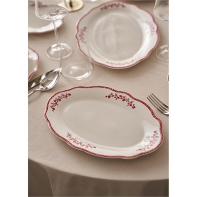 Bella Maison Catherine New Bone Porselen Sunum Tabağı Kırmızı (26 Cm) Kırmızı