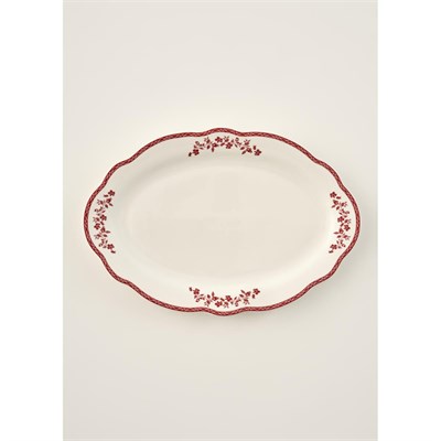 Bella Maison Catherine New Bone Porselen Sunum Tabağı Kırmızı (35,5 Cm) Kırmızı