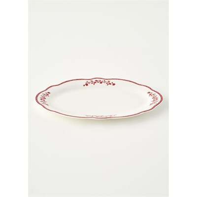 Bella Maison Catherine New Bone Porselen Sunum Tabağı Kırmızı (35,5 Cm) Kırmızı