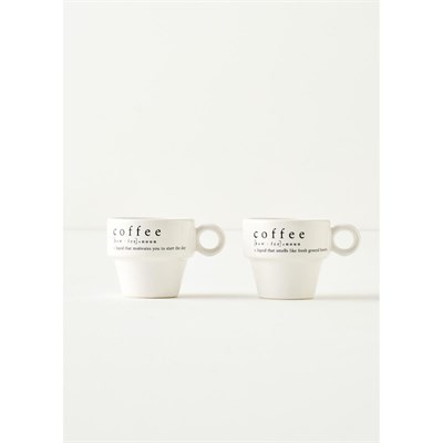 Bella Maison Coffeeaholic Seramik Espresso 2li Set Siyah (105 Cc) Siyah