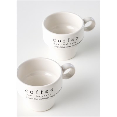 Bella Maison Coffeeaholic Seramik Espresso 2li Set Siyah (105 Cc) Siyah
