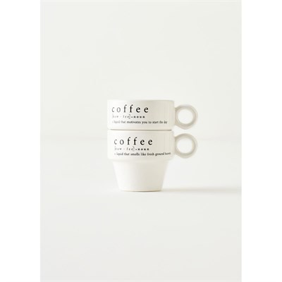 Bella Maison Coffeeaholic Seramik Espresso 2li Set Siyah (105 Cc) Siyah